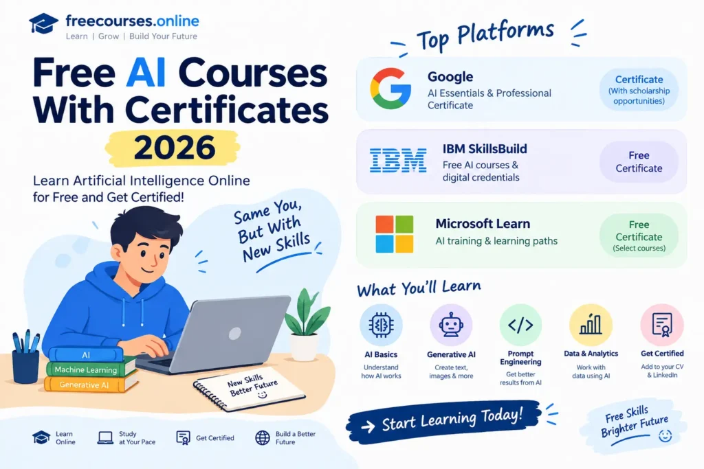 Free online curses With certificates freecourses.online